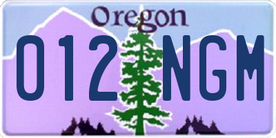 OR license plate 012NGM