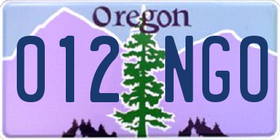 OR license plate 012NGO