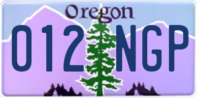 OR license plate 012NGP
