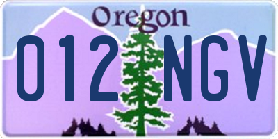 OR license plate 012NGV