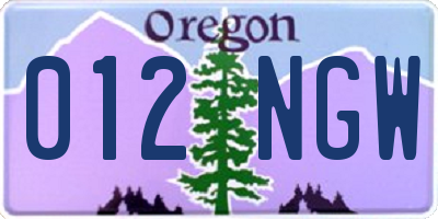 OR license plate 012NGW