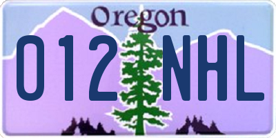 OR license plate 012NHL