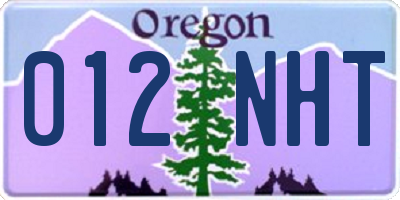 OR license plate 012NHT