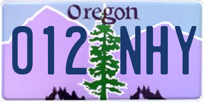 OR license plate 012NHY