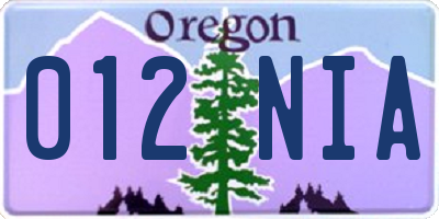OR license plate 012NIA