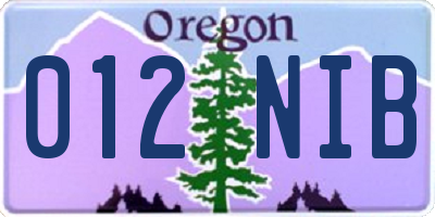 OR license plate 012NIB
