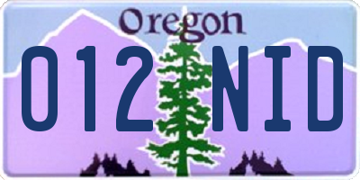 OR license plate 012NID