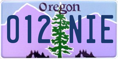 OR license plate 012NIE