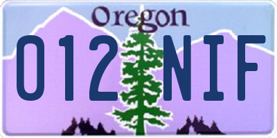 OR license plate 012NIF