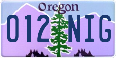 OR license plate 012NIG