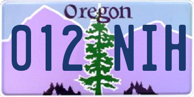 OR license plate 012NIH