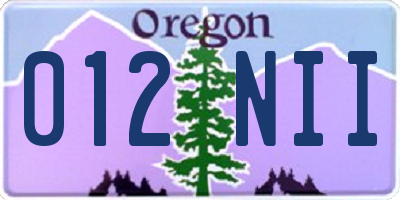 OR license plate 012NII