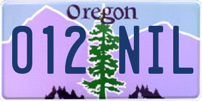 OR license plate 012NIL