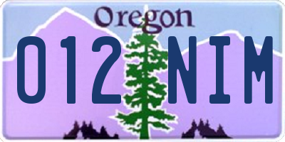 OR license plate 012NIM