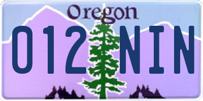 OR license plate 012NIN