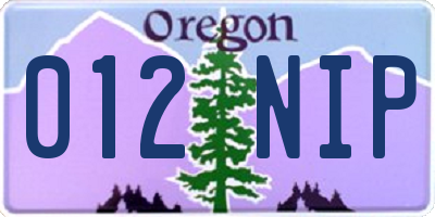 OR license plate 012NIP