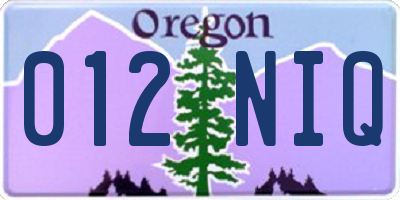 OR license plate 012NIQ