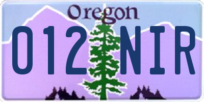 OR license plate 012NIR