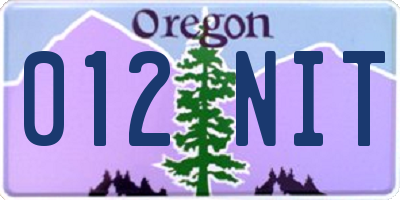 OR license plate 012NIT
