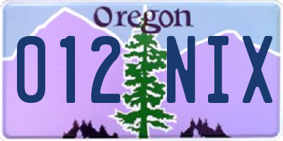 OR license plate 012NIX