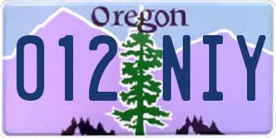 OR license plate 012NIY