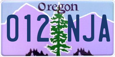 OR license plate 012NJA