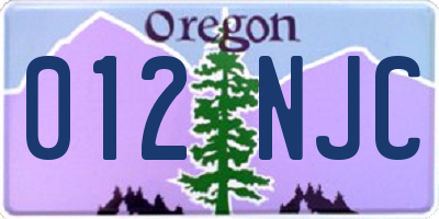 OR license plate 012NJC