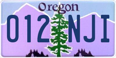 OR license plate 012NJI