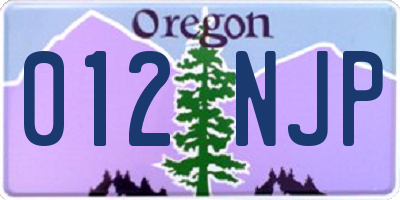 OR license plate 012NJP