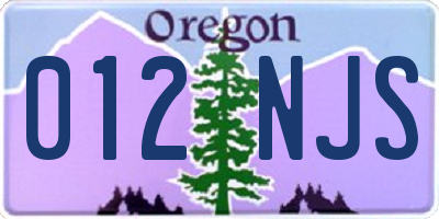 OR license plate 012NJS