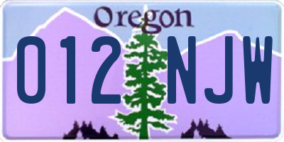 OR license plate 012NJW