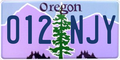 OR license plate 012NJY