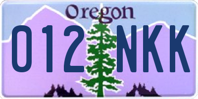 OR license plate 012NKK