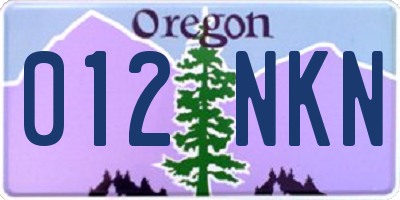 OR license plate 012NKN