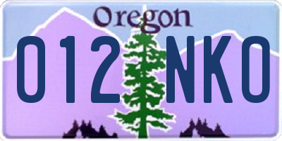 OR license plate 012NKO