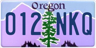 OR license plate 012NKQ