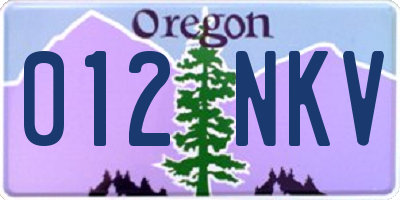 OR license plate 012NKV