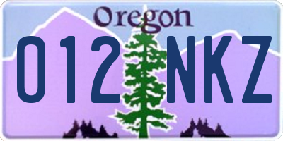 OR license plate 012NKZ