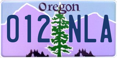 OR license plate 012NLA