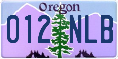 OR license plate 012NLB