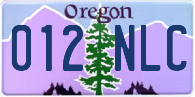 OR license plate 012NLC