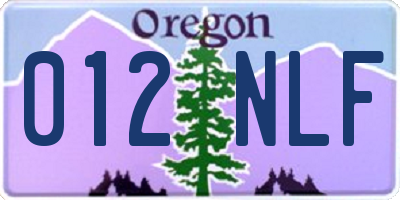 OR license plate 012NLF