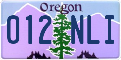 OR license plate 012NLI