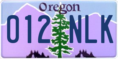 OR license plate 012NLK