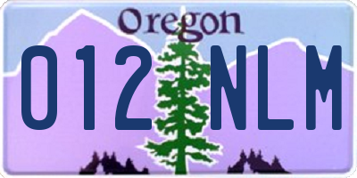 OR license plate 012NLM