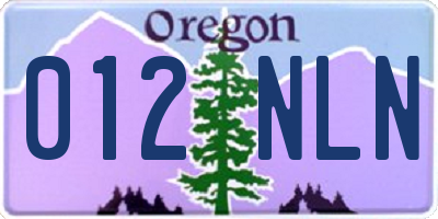 OR license plate 012NLN