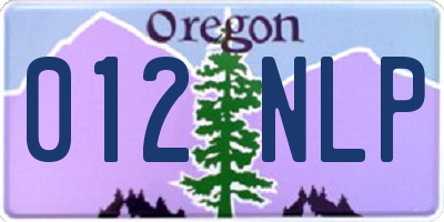 OR license plate 012NLP