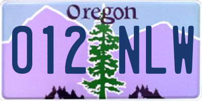 OR license plate 012NLW