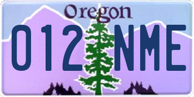 OR license plate 012NME
