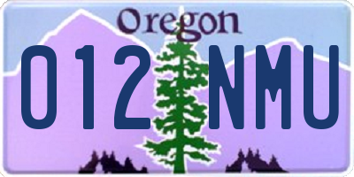 OR license plate 012NMU